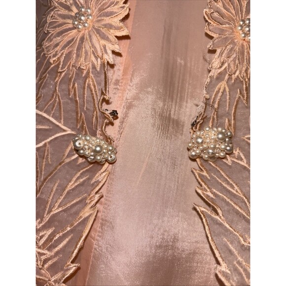 Action I Jay Daniels Blazer 22 Peach Pearl Bead Jacket Embroidered Sheer Lined - Picture 5 of 12